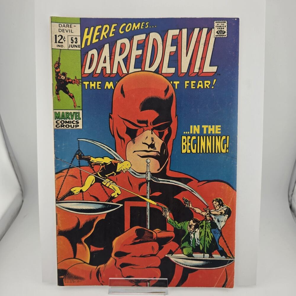Daredevil #53 (June 1969), classic cover by Gene Colan. Last 12 Cent Issue